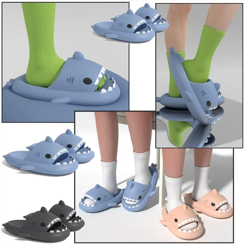 Shark Slides Kids, Cute Shark Cloud Slippers for Boys & Girls, Anti-Slip Novelty Open Toe Slides for Summer