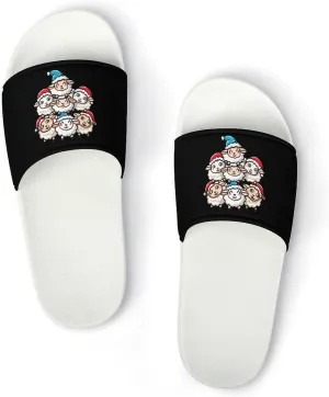 Sheep Squad with Hat Funny Xmas Sheep Home Slipper PVC Shower Slipper Non-Slip Open Toe Slipper Soft Sole Pool Sandals for Men Women