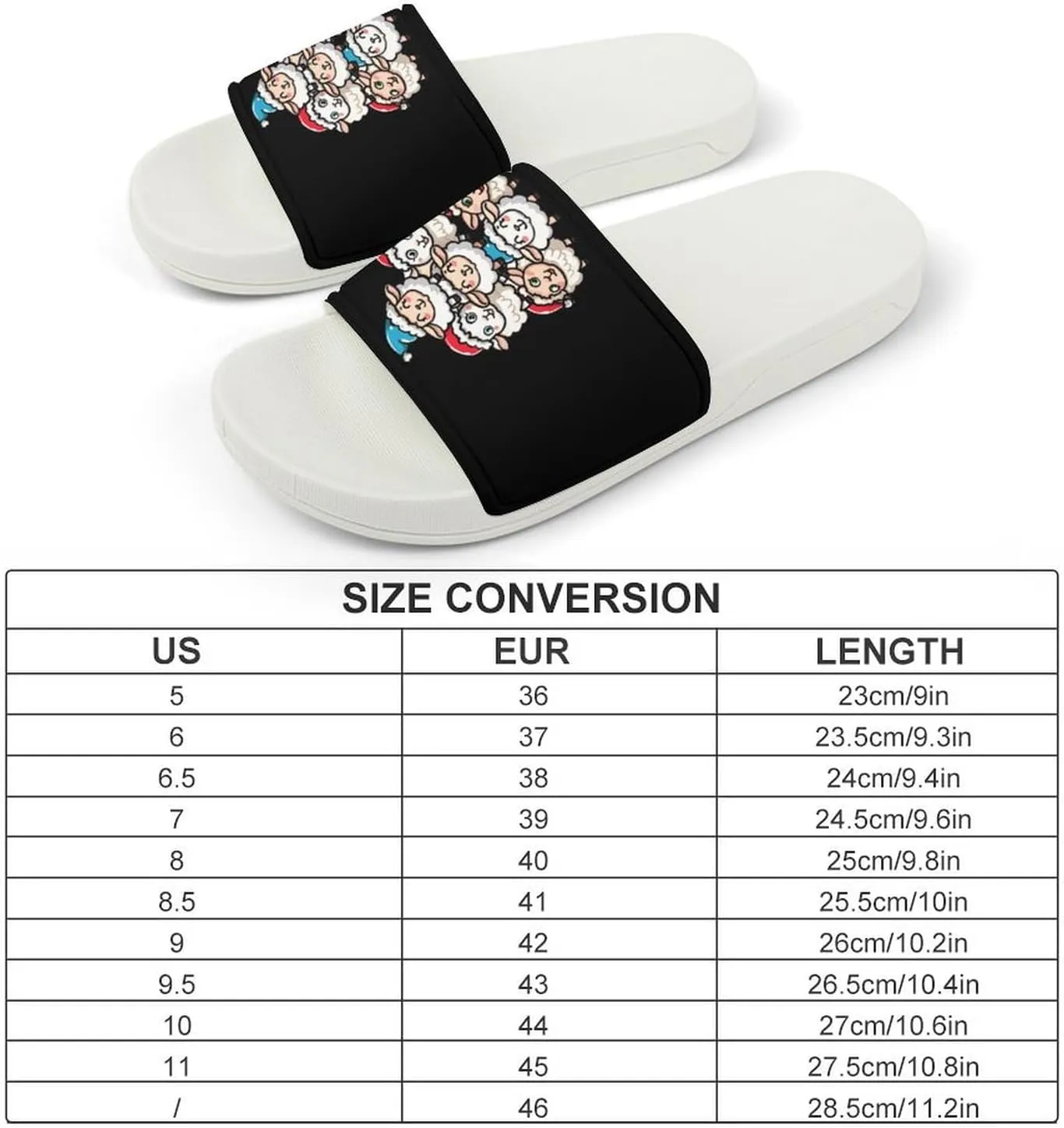 Sheep Squad with Hat Funny Xmas Sheep Home Slipper PVC Shower Slipper Non-Slip Open Toe Slipper Soft Sole Pool Sandals for Men Women