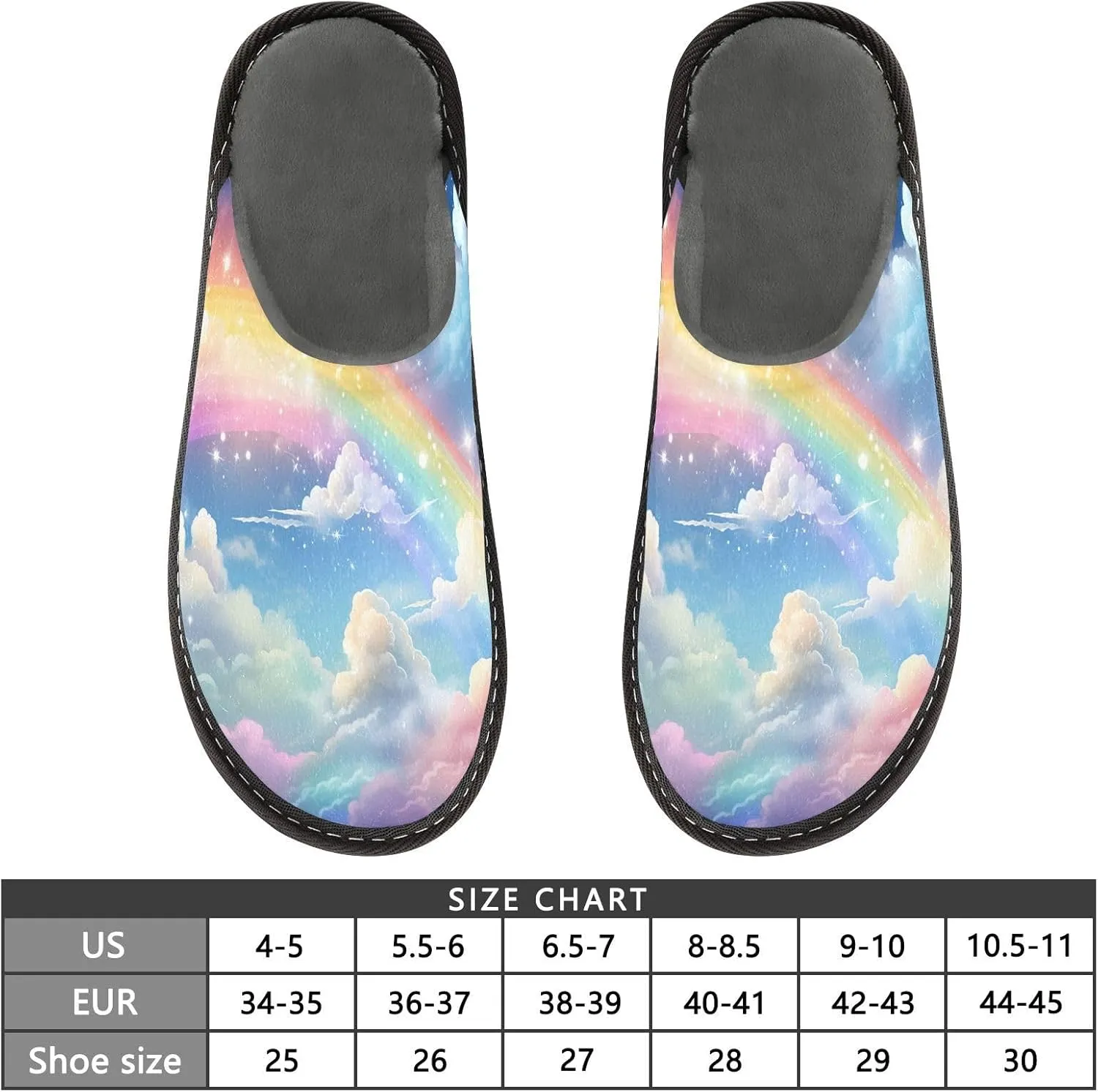 Shine Clouds Rainbow House Slippers for Women Men Non-Slip Bridesmaid Slipper