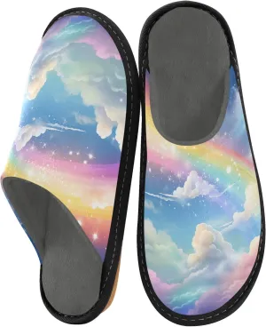 Shine Clouds Rainbow House Slippers for Women Men Non-Slip Bridesmaid Slipper