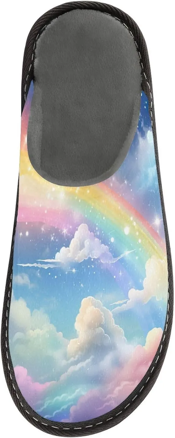 Shine Clouds Rainbow House Slippers for Women Men Non-Slip Bridesmaid Slipper