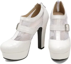 SHODENSE Women Vintage Chunky Platform Loafers Shoes Open Peep Toe Lace Up Platform Sandals Booties Mesh Cutout High Block Heel Oxford Loafers Crocodile Zipper Buckle Caged Sandal Sexy Chic 4-15 M US