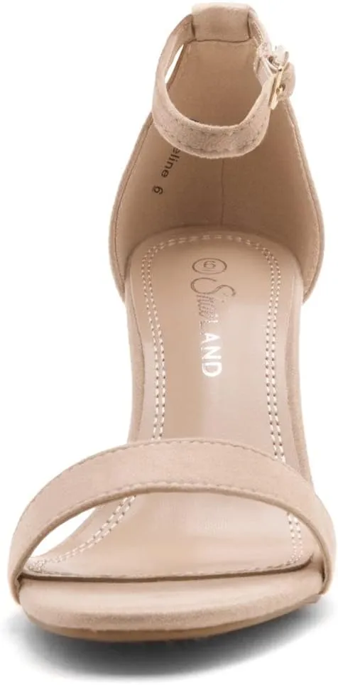 Shoe Land Women's Low Heels - 3-Inch Chunky Block Heeled Sandals with Ankle Strap | Open Toe Short Heels | Comfy Dressy Strappy Sandals for Wedding, Prom, Office