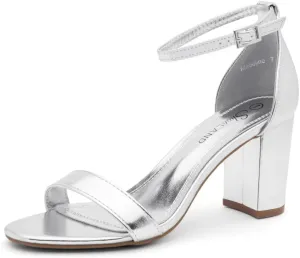 Shoe Land Women's Low Heels - 3-Inch Chunky Block Heeled Sandals with Ankle Strap | Open Toe Short Heels | Comfy Dressy Strappy Sandals for Wedding, Prom, Office