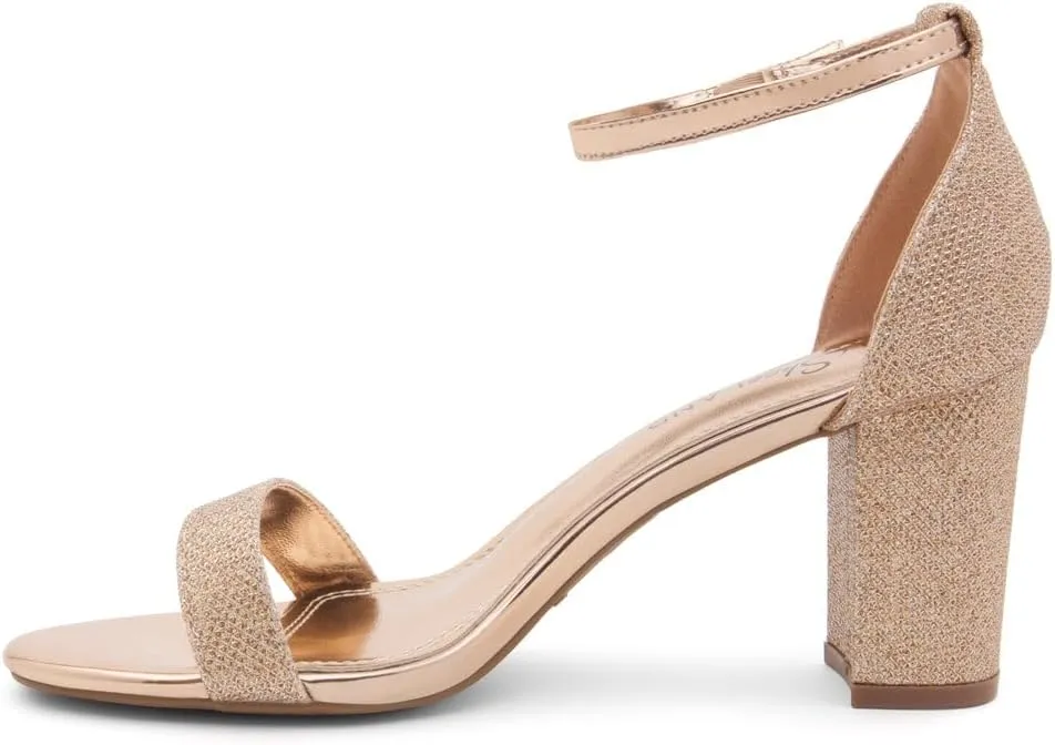 Shoe Land Women's Low Heels - 3-Inch Chunky Block Heeled Sandals with Ankle Strap | Open Toe Short Heels | Comfy Dressy Strappy Sandals for Wedding, Prom, Office