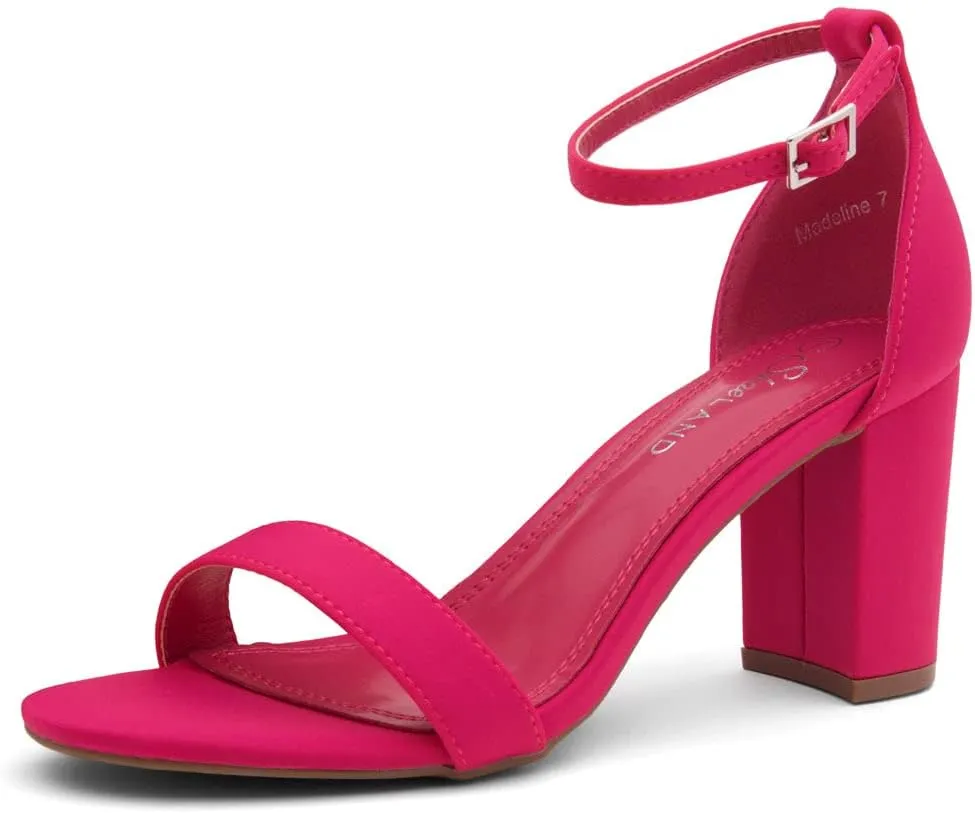 Shoe Land Women's Low Heels - 3-Inch Chunky Block Heeled Sandals with Ankle Strap | Open Toe Short Heels | Comfy Dressy Strappy Sandals for Wedding, Prom, Office