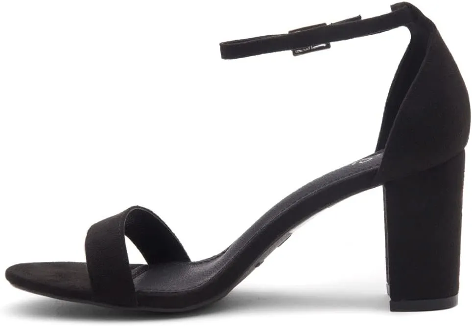 Shoe Land Women's Low Heels - 3-Inch Chunky Block Heeled Sandals with Ankle Strap | Open Toe Short Heels | Comfy Dressy Strappy Sandals for Wedding, Prom, Office
