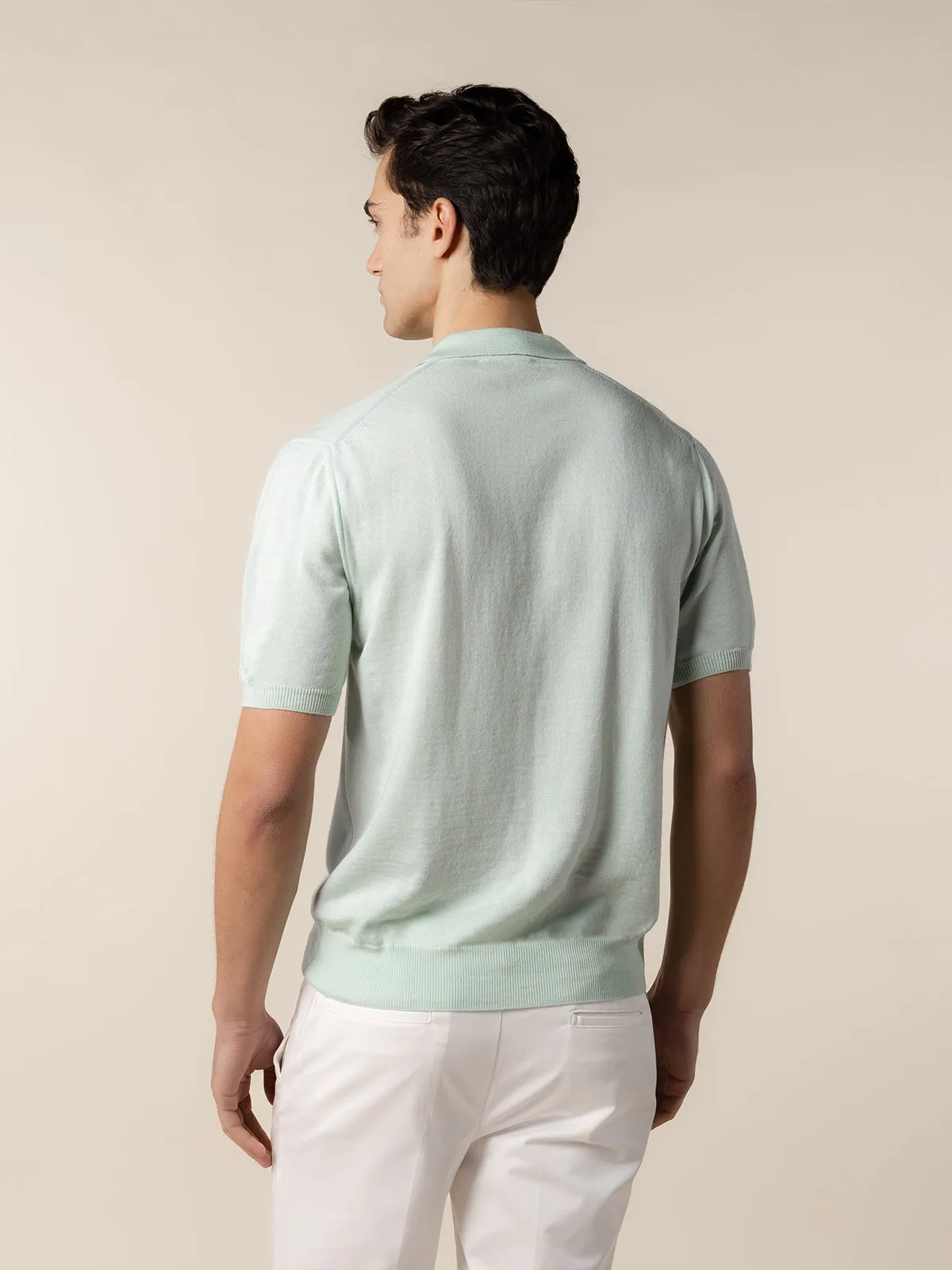 Shortsleeve Buttonless Polo Light Aqua