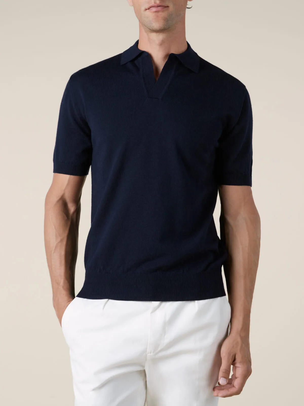 Shortsleeve Buttonless Polo Navy