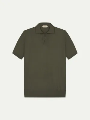 Shortsleeve Buttonless Polo Olive