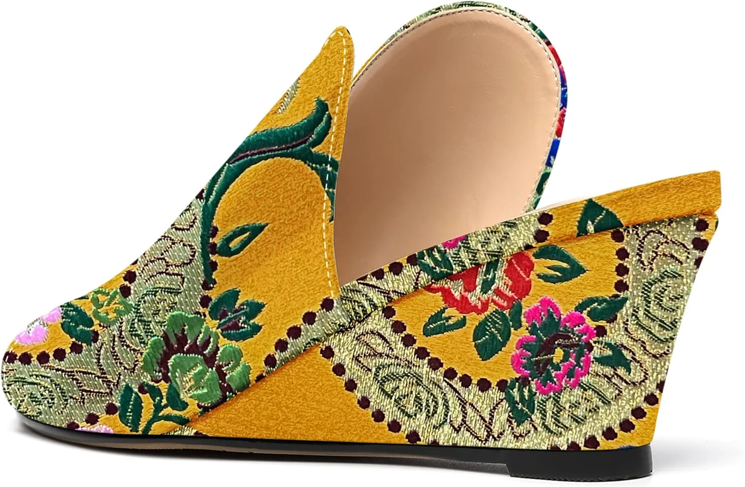 SHOWFOREST Women's Open Toe Casual Solid Slip On Outdoor Round Toe Patent Wedge Low Heel Pumps Shoes 2 Inch