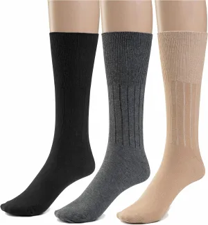 Silky Toes Cotton Diabetic Socks for Men Non Binding Seamless Dress Socks, 3 or 6 Pk Multi Colors Big Sizes