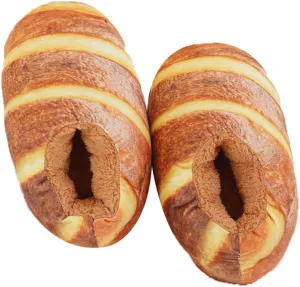 Simulation Bread Novelty Slippers Heel Cover Winter Warm Slippers for Women US 6-9