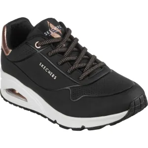 Skechers Womens Uno - Shimmer Away 155196-BLK Black Lace Up Shoe