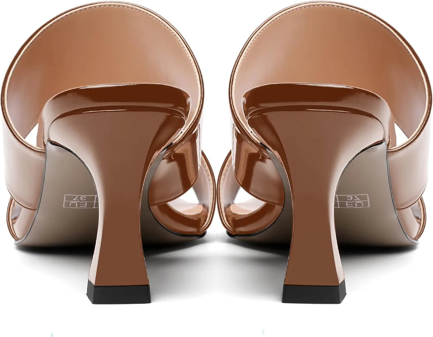 SKYSTERRY Women's Patent Open Toe Round Toe Dress Office Slip On Spool Mid Heel Pumps Shoes 2.5 Inch