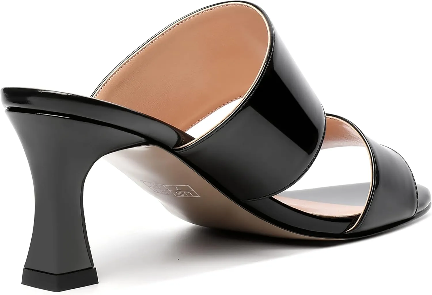 SKYSTERRY Women's Patent Open Toe Round Toe Dress Office Slip On Spool Mid Heel Pumps Shoes 2.5 Inch