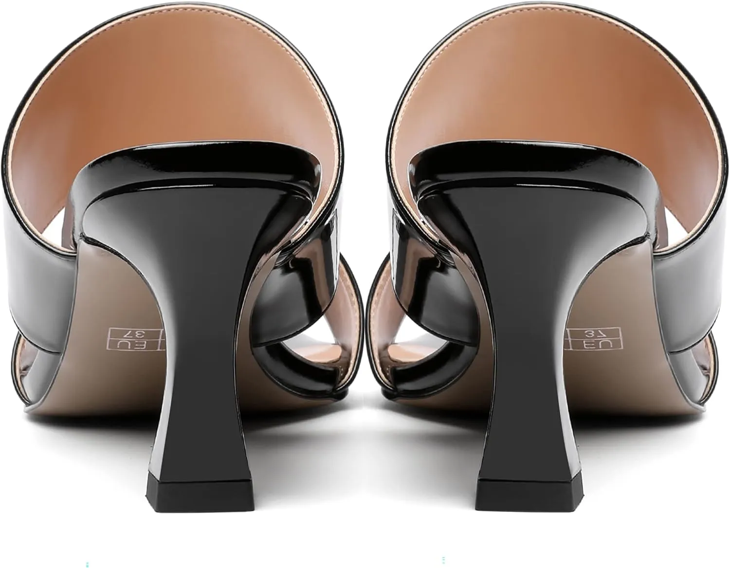 SKYSTERRY Women's Patent Open Toe Round Toe Dress Office Slip On Spool Mid Heel Pumps Shoes 2.5 Inch