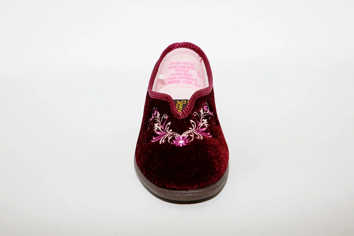 SLEEPERS - LS869D DOLLEY MACHINE WASHABLE MEMORY FOAM SLIPPER - WINE VELOUR