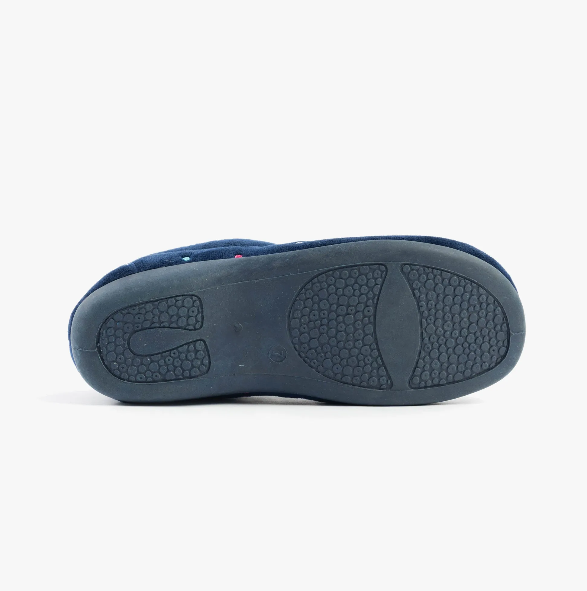 Sleepers SOPHIE Womens Textile Polka Dot Full Slippers Navy