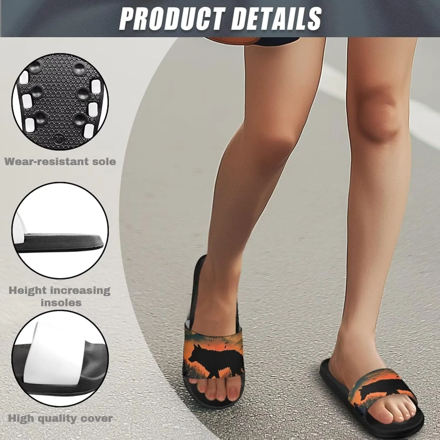 Slip On Shower Shoes Comfort Couple Slippers Classic Quick Drying Pool Beach Walking Sandals for Dating Size 5-12.5 Black Sole