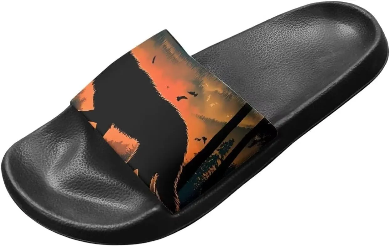 Slip On Shower Shoes Comfort Couple Slippers Classic Quick Drying Pool Beach Walking Sandals for Dating Size 5-12.5 Black Sole
