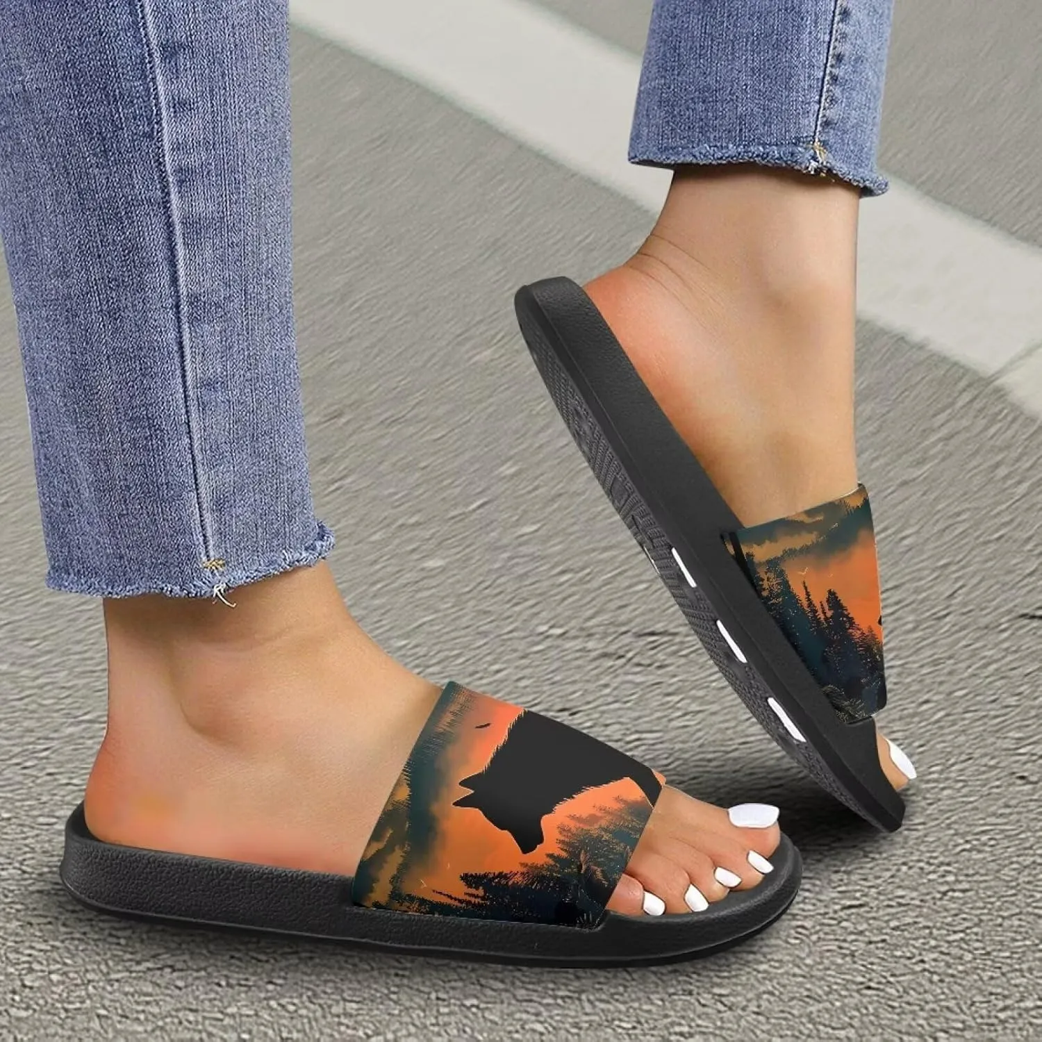 Slip On Shower Shoes Comfort Couple Slippers Classic Quick Drying Pool Beach Walking Sandals for Dating Size 5-12.5 Black Sole