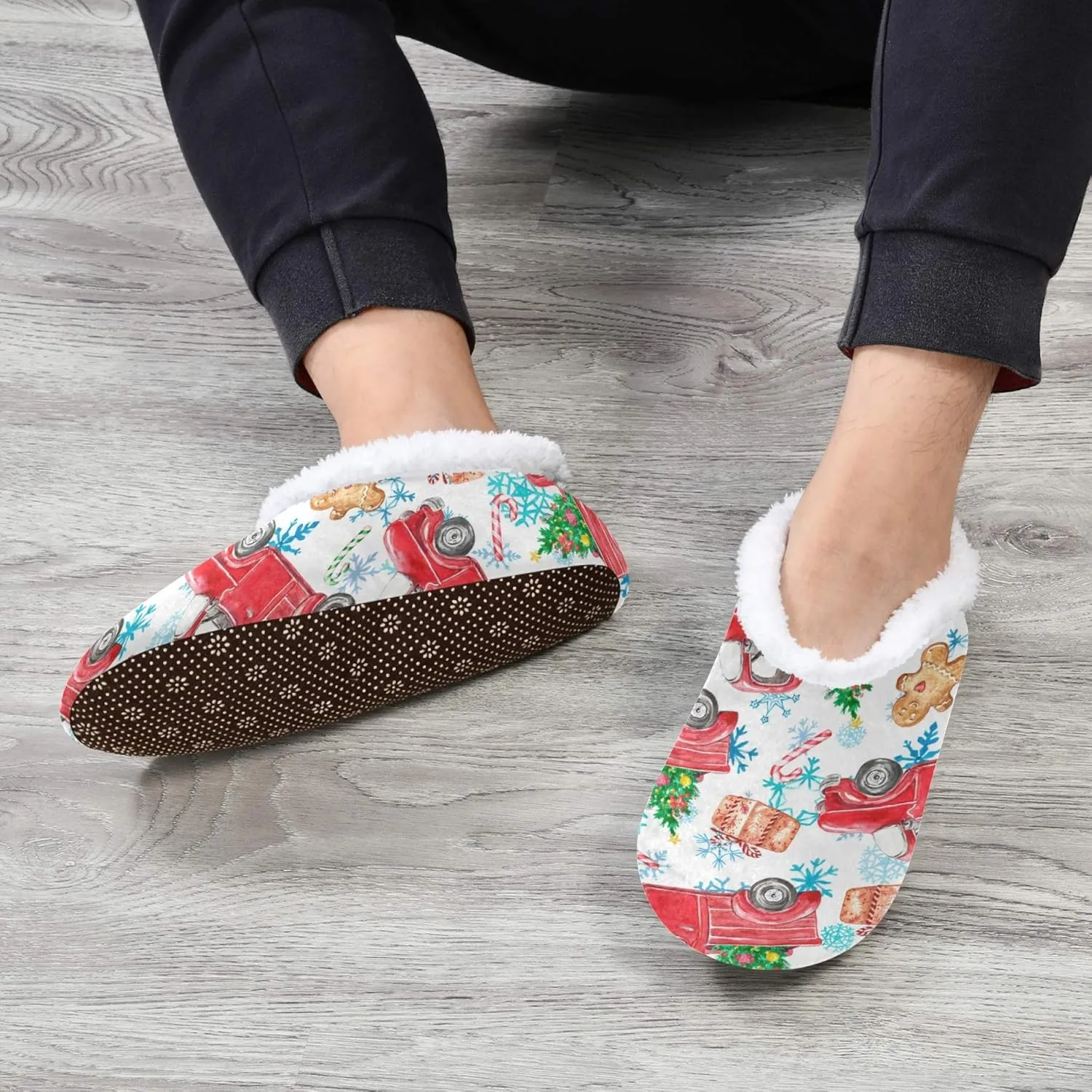 Slipper for Women and Men Fuzzy Memory Foam Soft House Shoes Anti-Skid Sole Coral Fleece House Slipper Beagle Dog On Brown M-XXL
