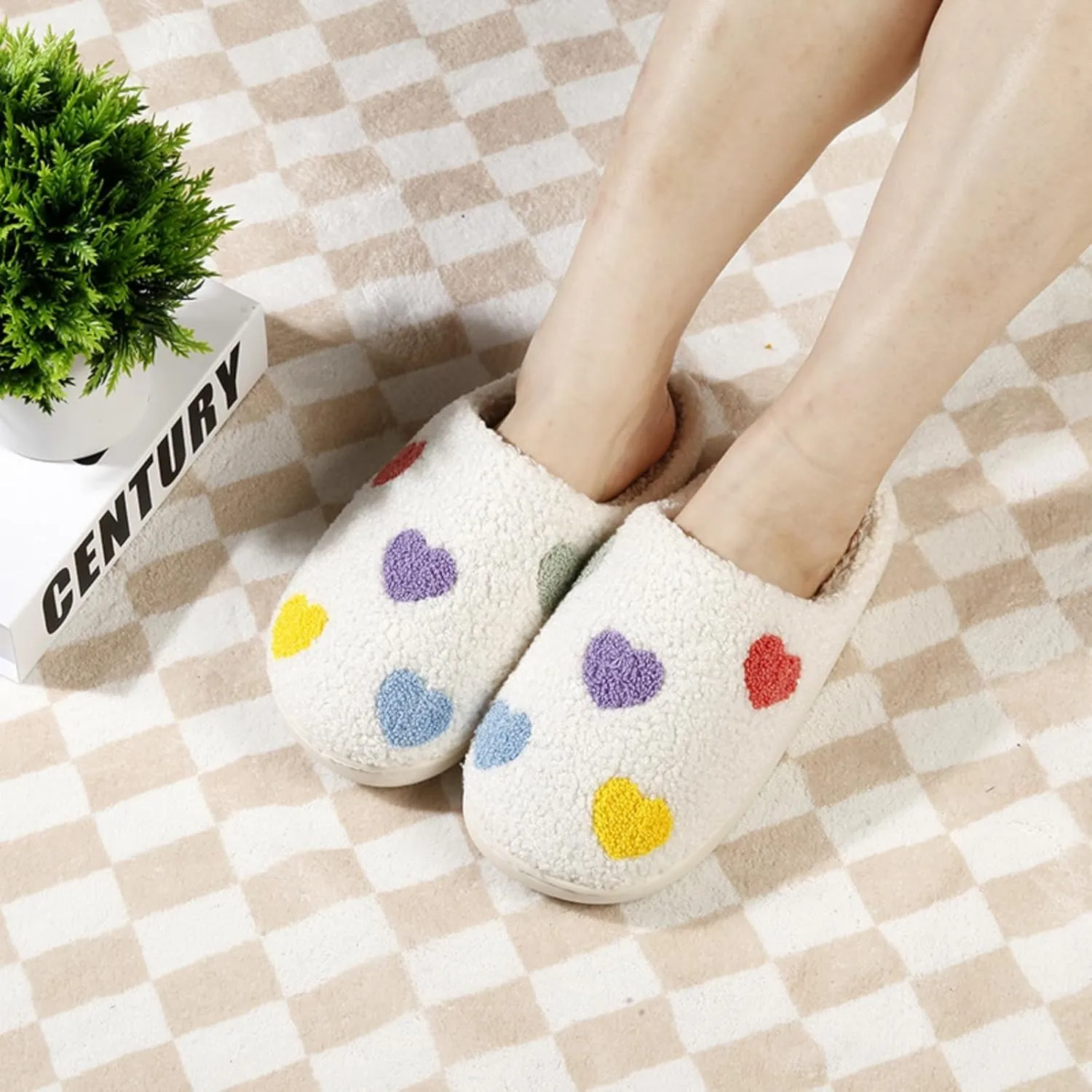 Slippers Women Fuzzy Valentines House Rose Heart Bedroom Platform Fleece Slipper Indoor Couple Warm Cozy Winter Home Non Slip Wool Lined Shoes