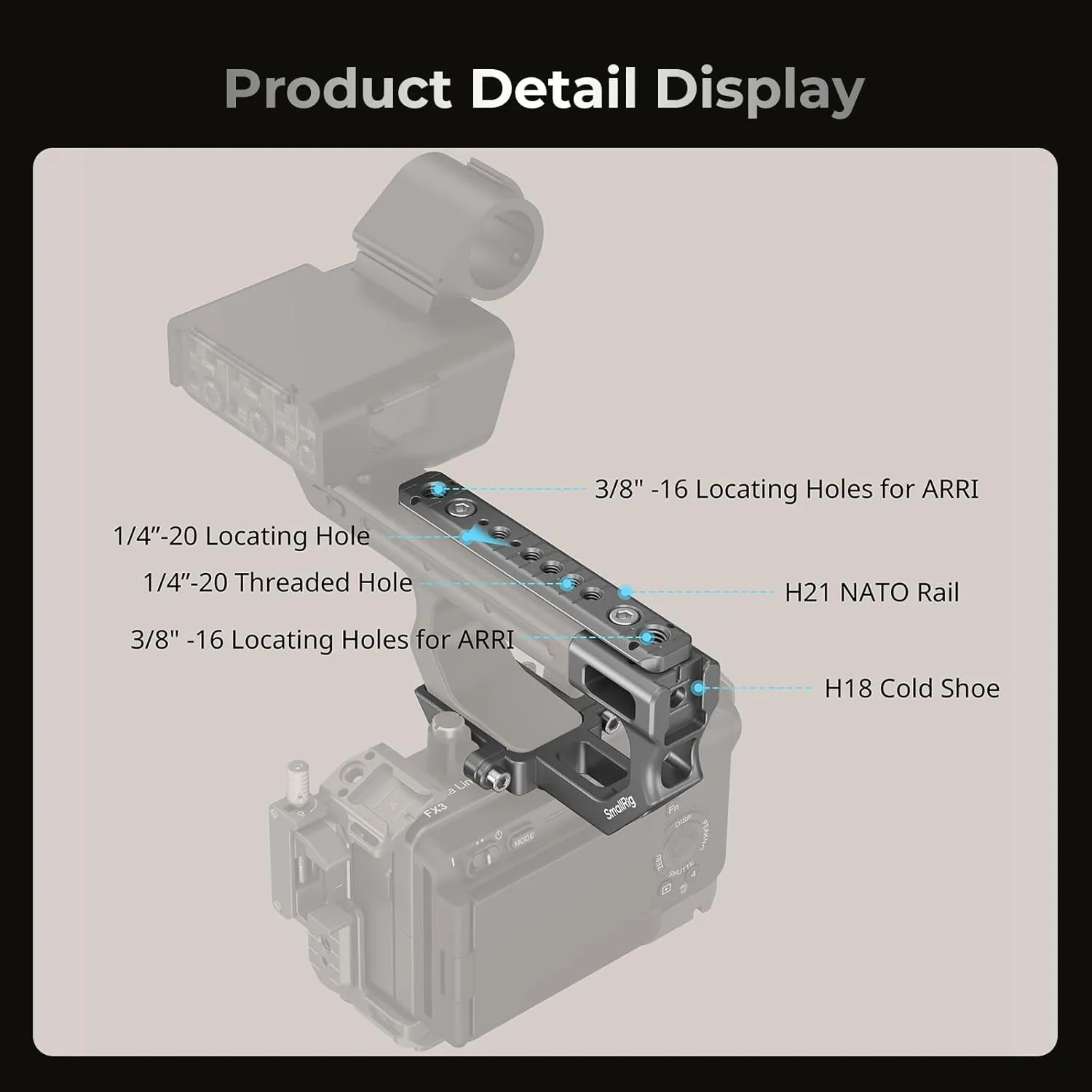 SMALLRIG Extension Mount Plate Kit for Sony FX3 / FX30 XLR Handle with Cold Shoe, HawkLock Quick Release Structure, with Built-in 1/4"-20 Threaded Holes & 3/8" -16 Locating Holes for ARRI - 4830