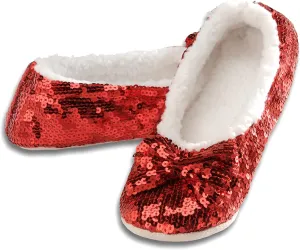 Snoozies Ballerina Bling Metallic Shine Women Slippers | Sequin Socks with Grippers