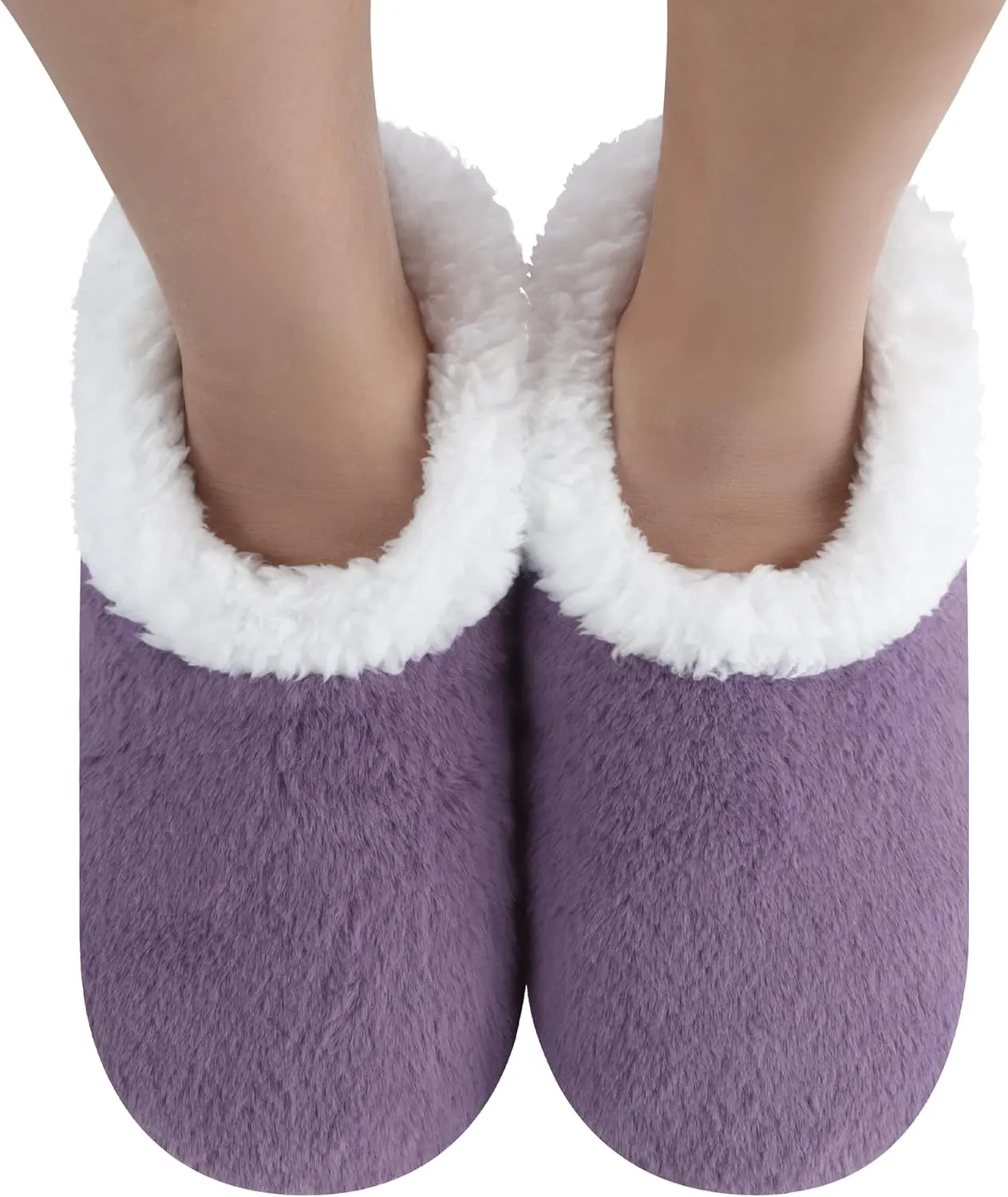 Snoozies Butter Soft House Slippers for Women, Cozy Sherpa-Lined Slipper Socks for Women Soft Sole Non-Skid Machine Washable