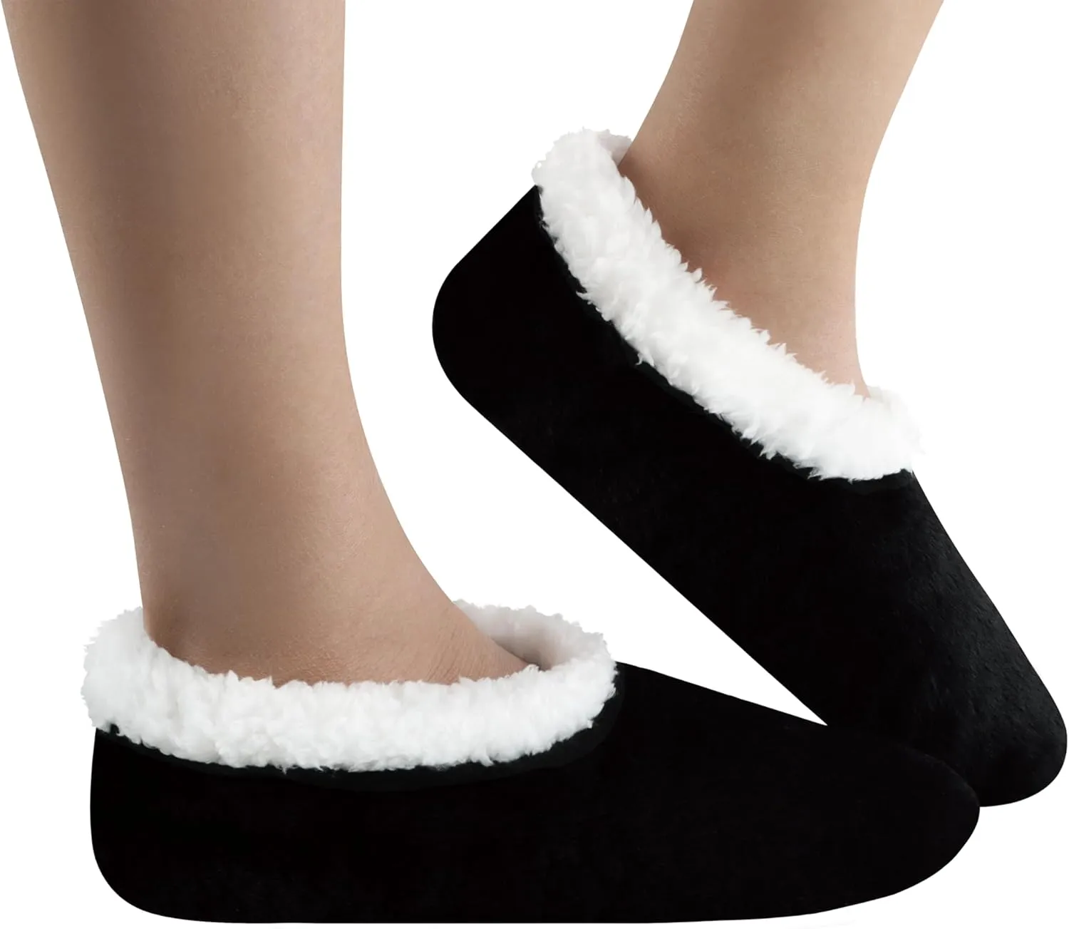 Snoozies Butter Soft House Slippers for Women, Cozy Sherpa-Lined Slipper Socks for Women Soft Sole Non-Skid Machine Washable