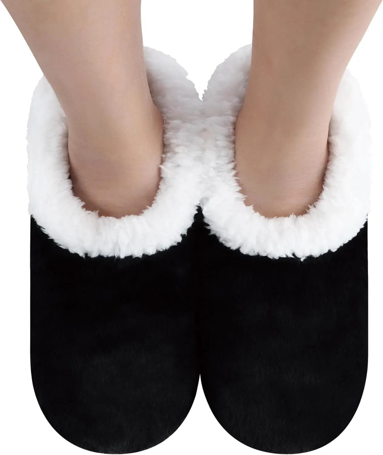 Snoozies Butter Soft House Slippers for Women, Cozy Sherpa-Lined Slipper Socks for Women Soft Sole Non-Skid Machine Washable