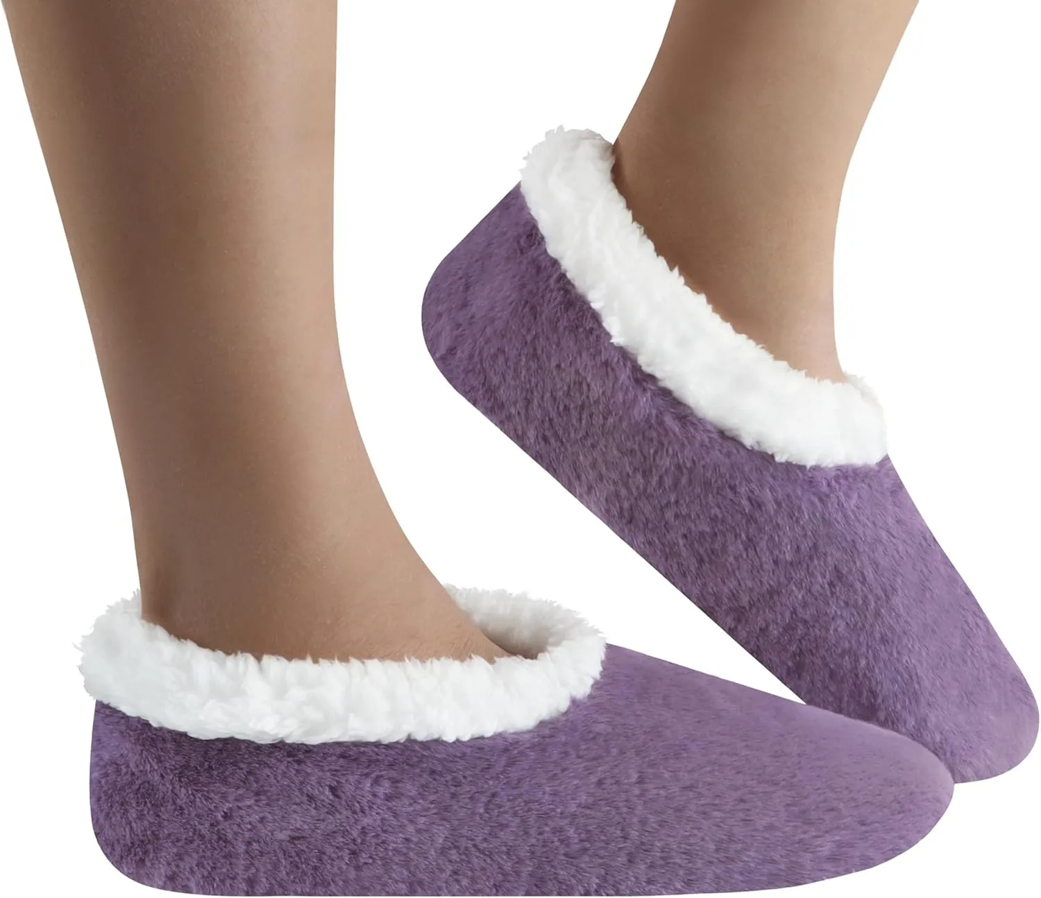 Snoozies Butter Soft House Slippers for Women, Cozy Sherpa-Lined Slipper Socks for Women Soft Sole Non-Skid Machine Washable