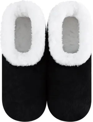 Snoozies Butter Soft House Slippers for Women, Cozy Sherpa-Lined Slipper Socks for Women Soft Sole Non-Skid Machine Washable