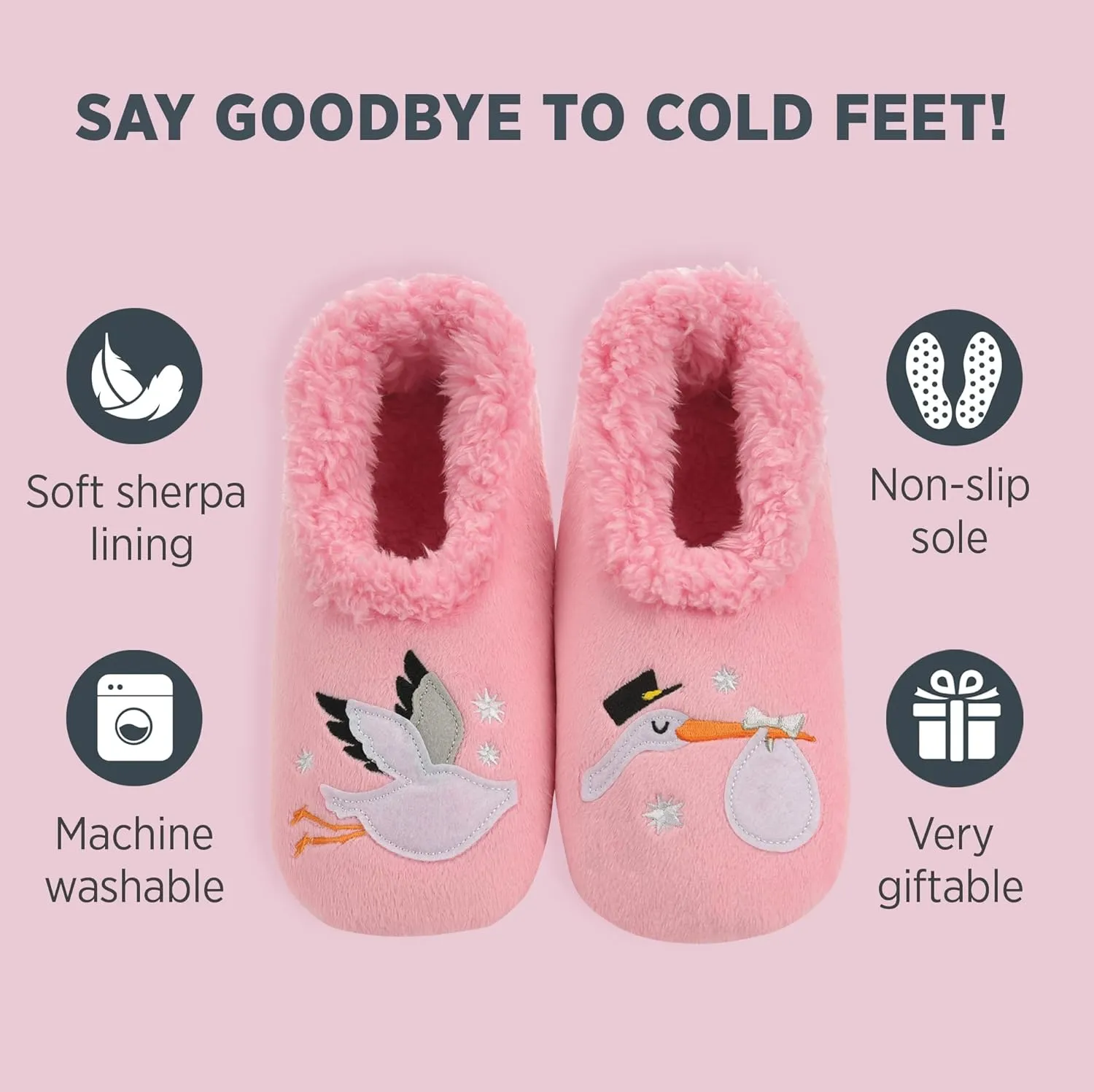Snoozies Pairable Slipper Socks - Funny House Slippers for Women, Non-Slip Fuzzy Slipper Socks