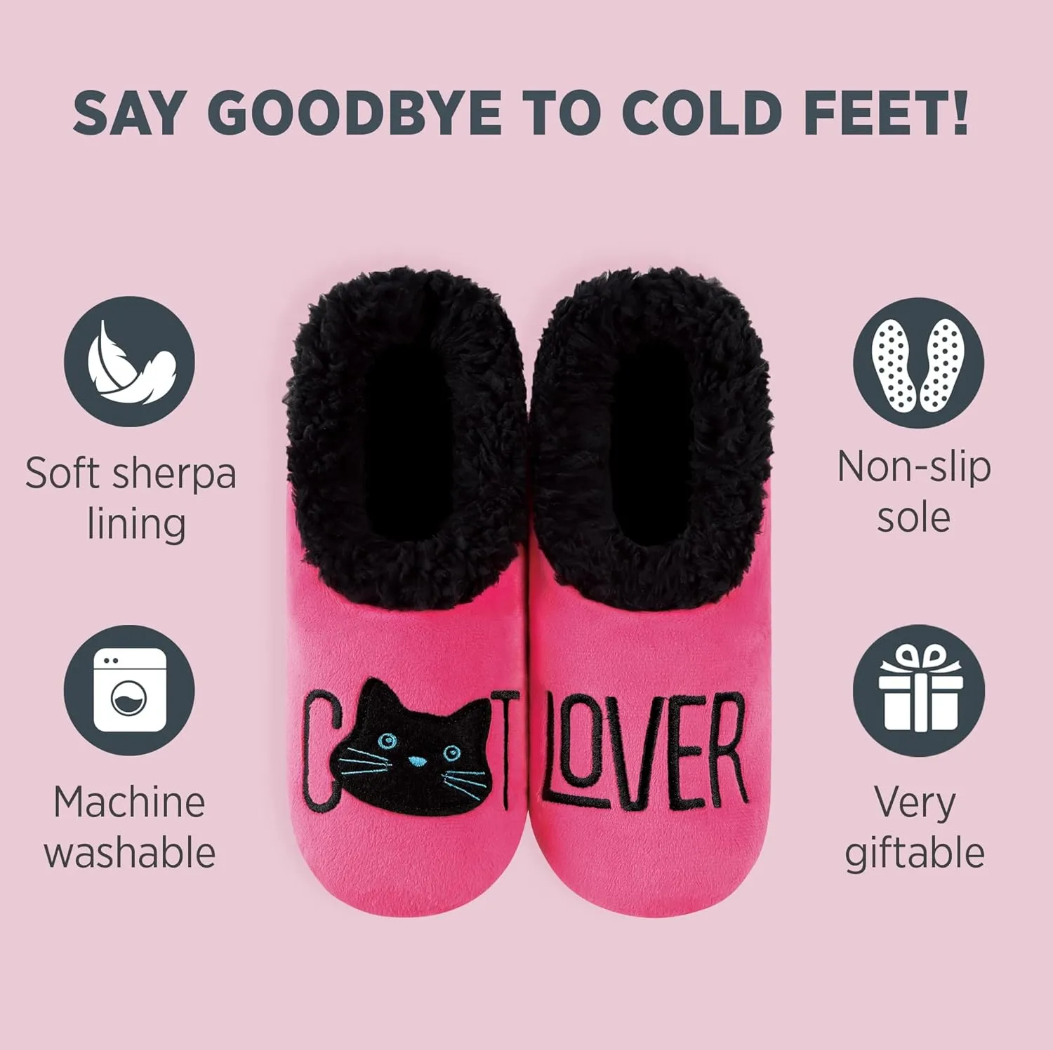 Snoozies Pairable Slipper Socks - Funny House Slippers for Women, Non-Slip Fuzzy Slipper Socks