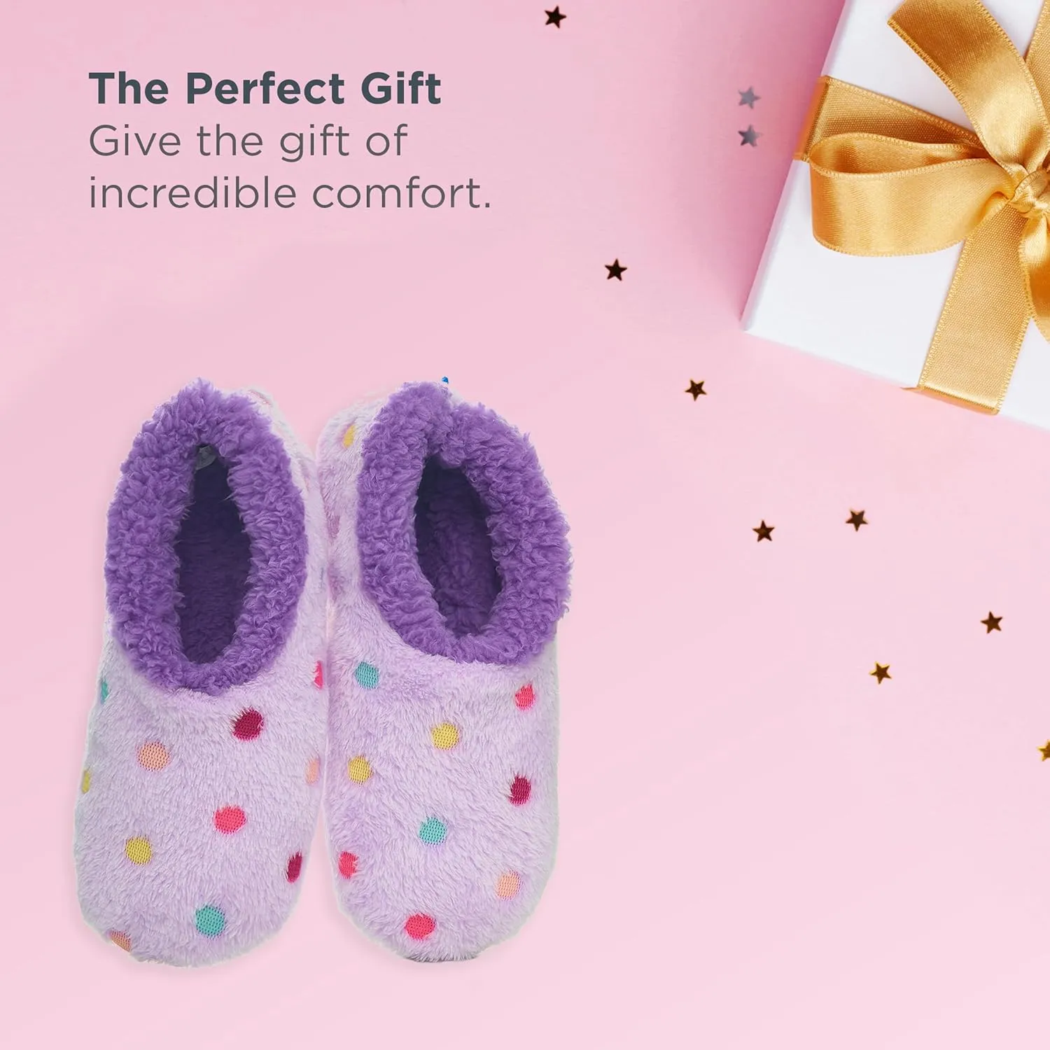 Snoozies Slippers for Women | Lotsa Dots Colorful Cozy Sherpa Slipper Socks | Womens House Slippers | Cozy Slippers for Women | Colorful Womens Fuzzy Slippers