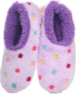 Snoozies Slippers for Women | Lotsa Dots Colorful Cozy Sherpa Slipper Socks | Womens House Slippers | Cozy Slippers for Women | Colorful Womens Fuzzy Slippers