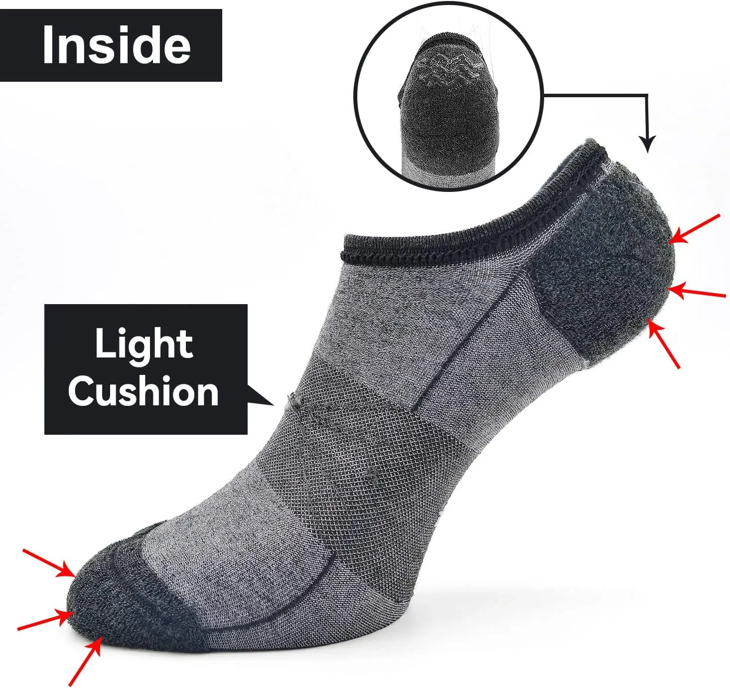 Socks Daze 3/6 Pack Womens No Show Athletic Merino Wool Running Socks Mens Low Cut Casual Invisible Thin Soft Sport Wool Sock