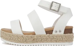 Soda Top Shoe Bryce Open Toe Buckle Ankle Strap Espadrilles Flatform Wedge Casual Sandal