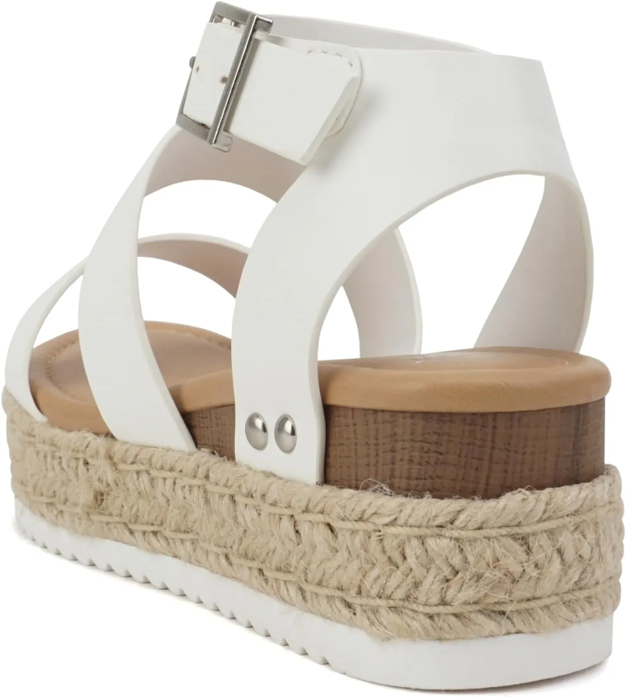 Soda Top Shoe Bryce Open Toe Buckle Ankle Strap Espadrilles Flatform Wedge Casual Sandal