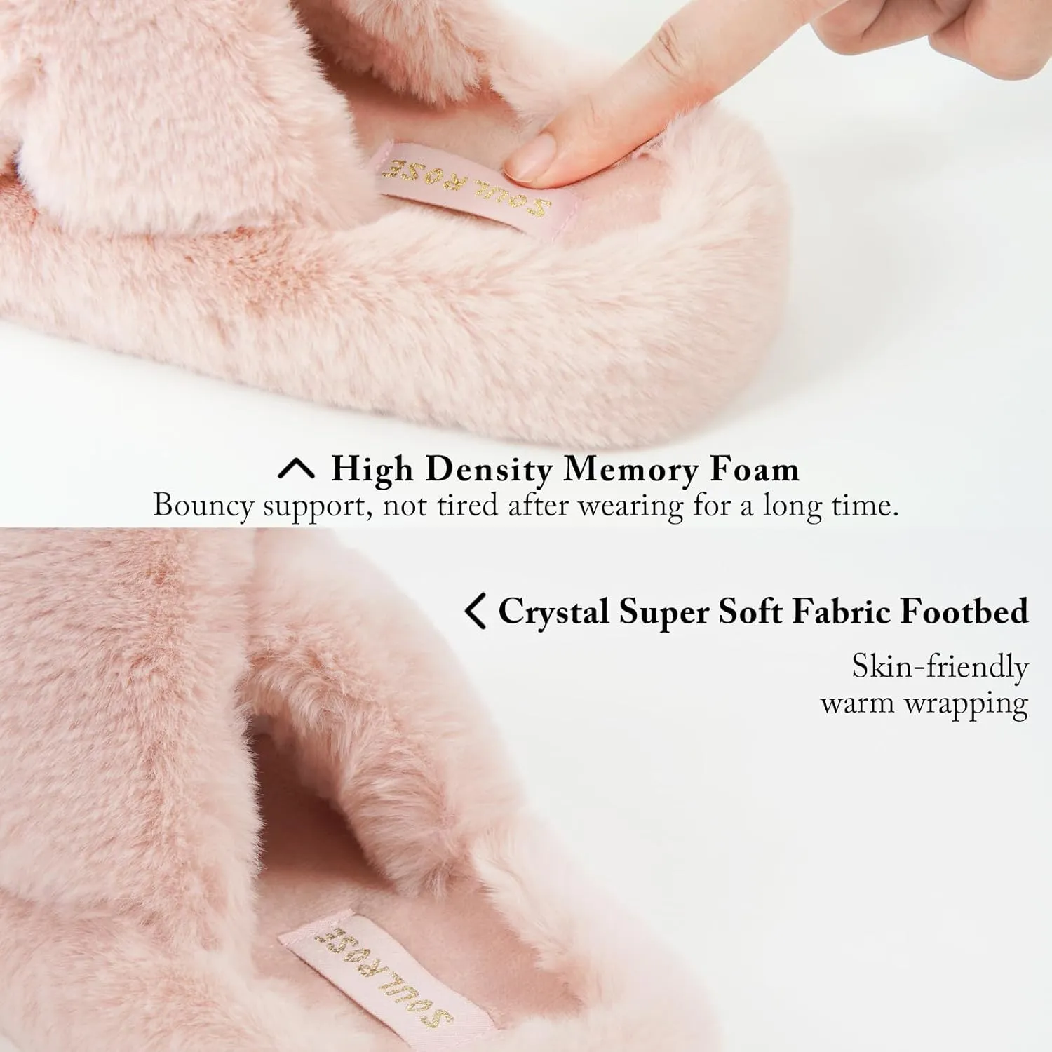 SOULROSE Women's Slippers Open Toe Memory Foam House Slippers for Women Fuzzy Furry Comfy Faux Fur Bedroom Platform Indoor Outdoor Slide Shoes with Anti-Slip Sole Womens Gift Slippers
