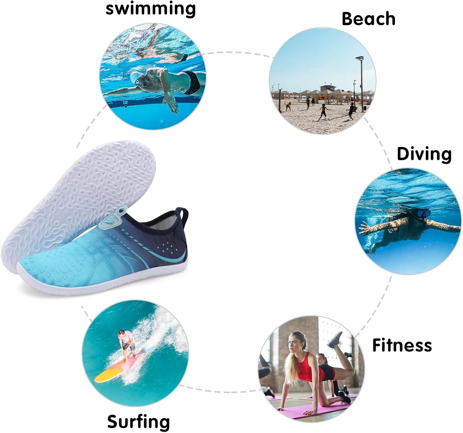 Spesoul Womens and Mens Water Shoes Breathable Quick Dry Soft Barefoot Aqua Socks for Hiking Swim Beach Surf Yoga Sport