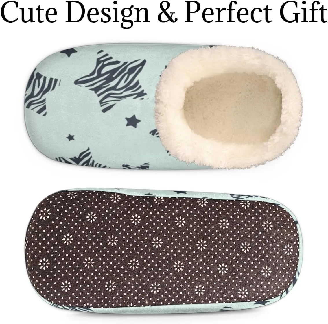 Star Zebra Stripe House Slippers for Women/Men, Non-Slip House Slipper Socks, Plush Lined Slippers Shoes for Boys Girls Teens Indoor Bedroom (Five-Pointed Star)