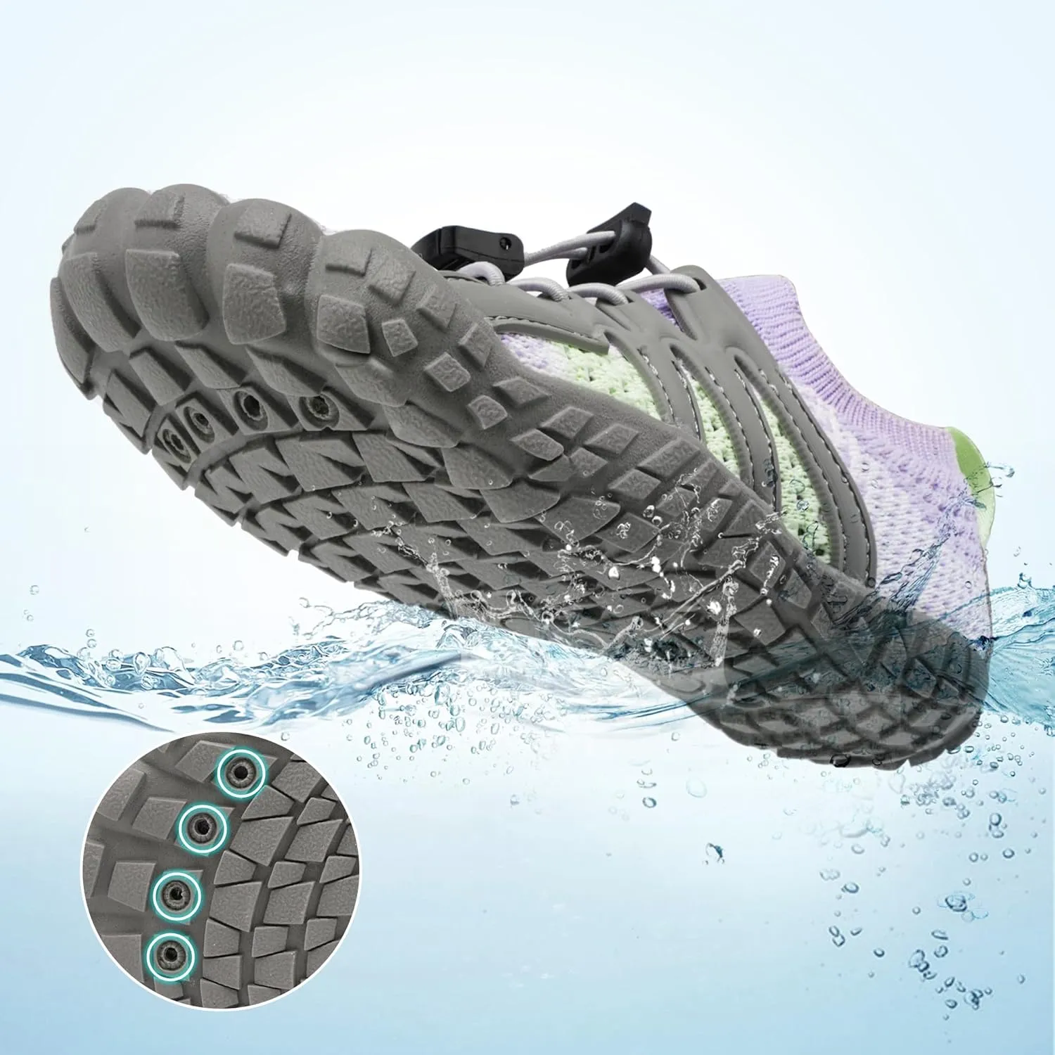 Stelle Girls Boys Water Shoes Aqua Socks with Adjustable Laces Quick Drying Beach Sports Non Slip Swimming Hiking Shoes