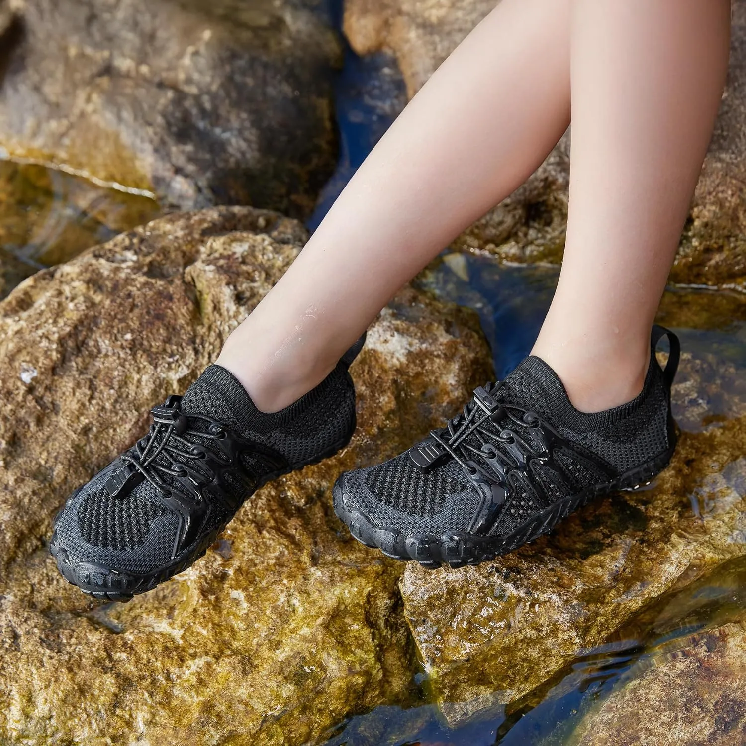 Stelle Girls Boys Water Shoes Aqua Socks with Adjustable Laces Quick Drying Beach Sports Non Slip Swimming Hiking Shoes