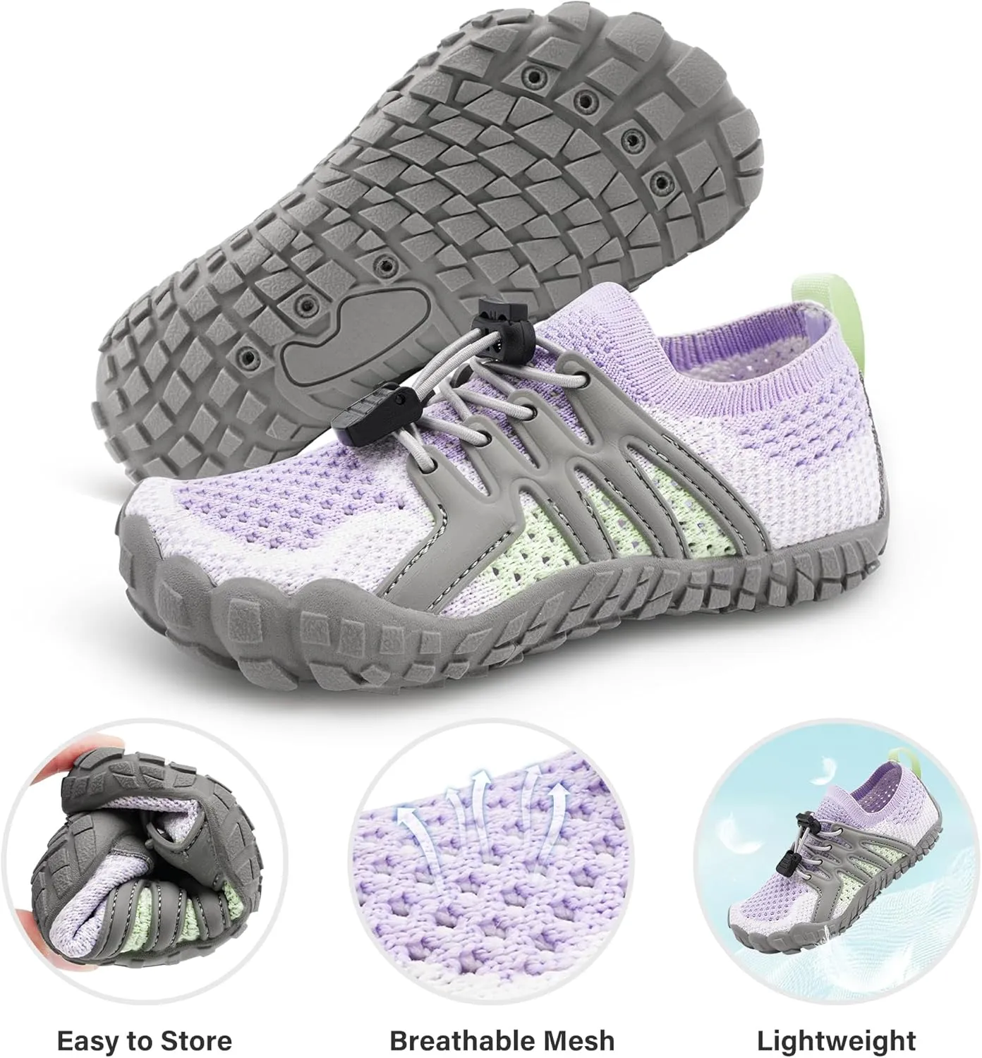 Stelle Girls Boys Water Shoes Aqua Socks with Adjustable Laces Quick Drying Beach Sports Non Slip Swimming Hiking Shoes