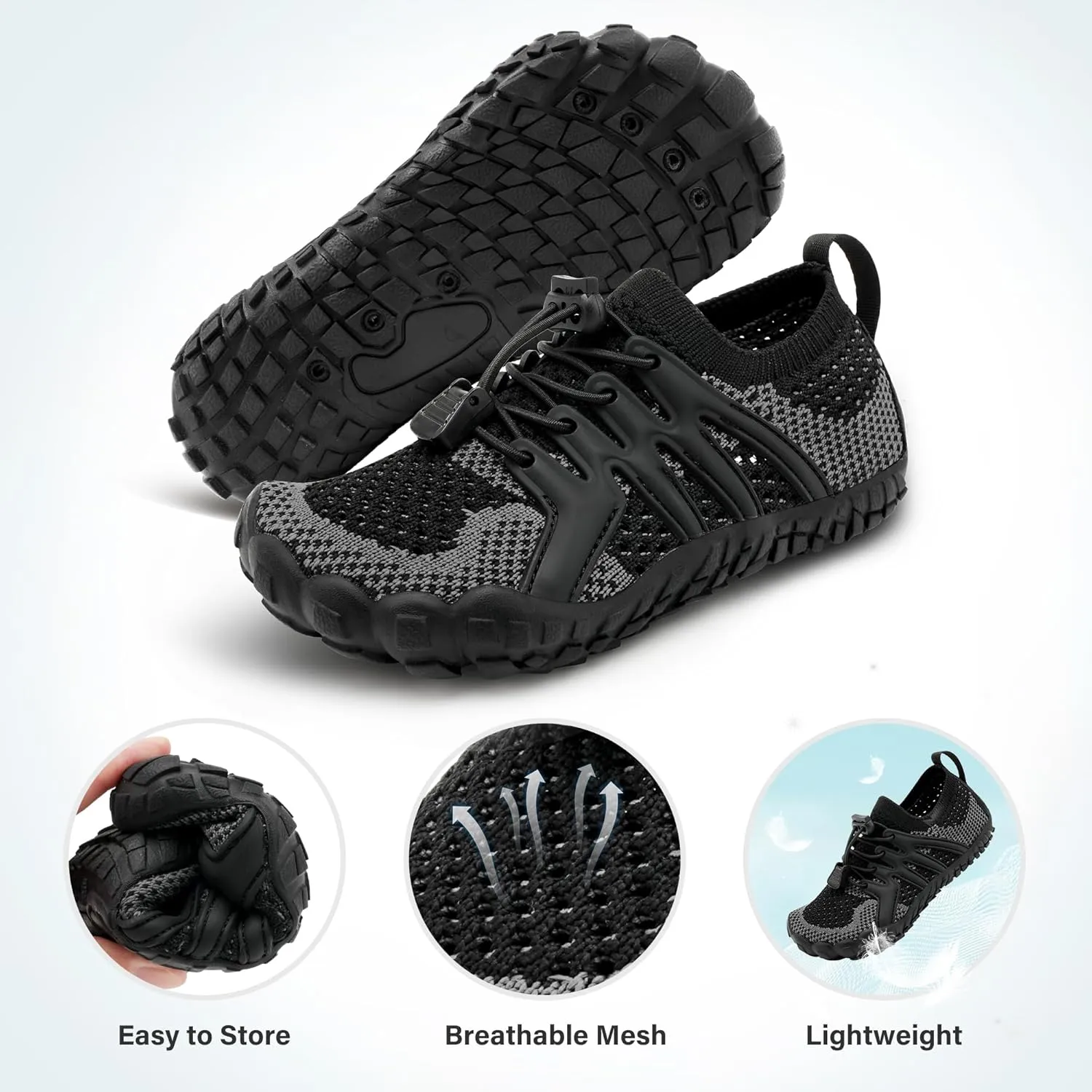 Stelle Girls Boys Water Shoes Aqua Socks with Adjustable Laces Quick Drying Beach Sports Non Slip Swimming Hiking Shoes